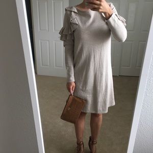Ruffled Long Sleeve Shift Dress